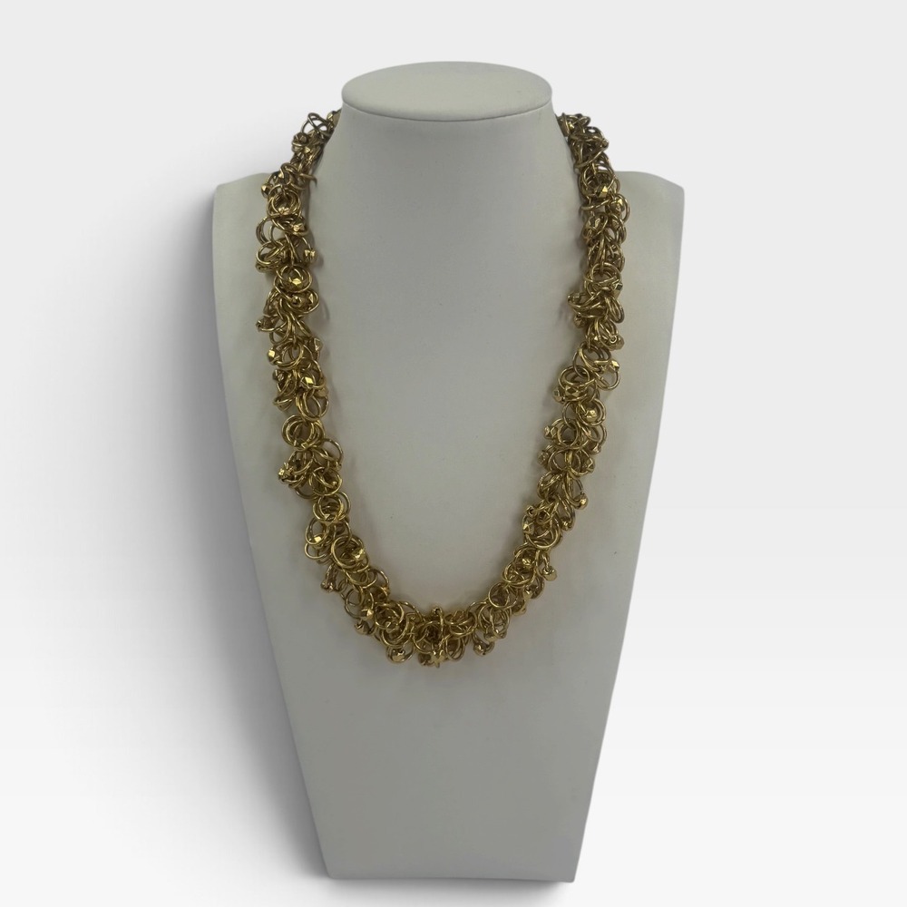 Apostrophe Gold Tone Chunky Cluster Statement Necklace Faceted Bead Detail